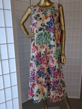 Johnny Was Linen Chevron Tank Maxi Dress